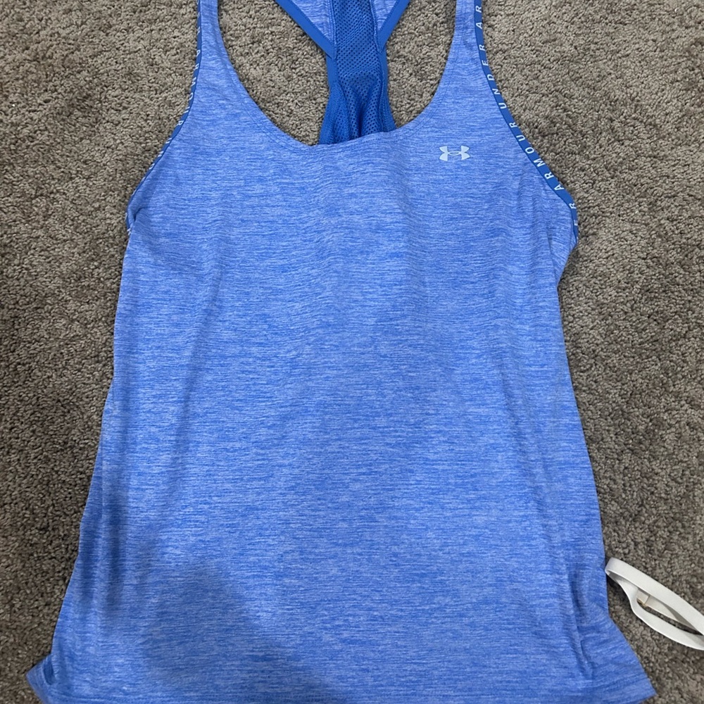 under armor blue tank, size L